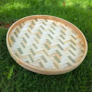 No Holes Durable Handmade Round Bamboo Weaving Sieve Snack Food Bread Picnic Vegetable Tea Dishes Basket Storage Organizer